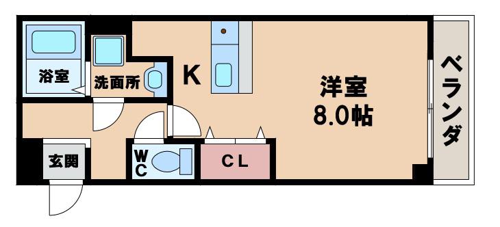 YSパレス桑津(ワンルーム/2階)の間取り写真