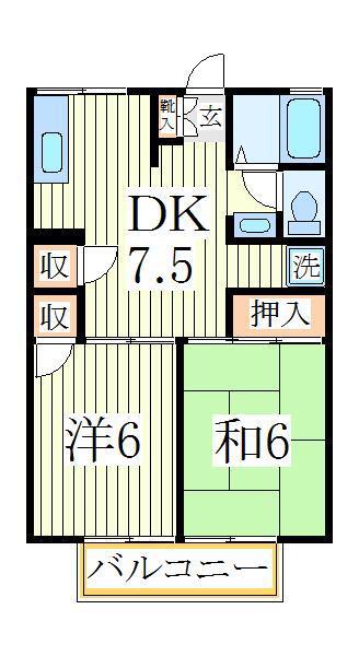 パレスエビハラ(2DK/2階)の間取り写真