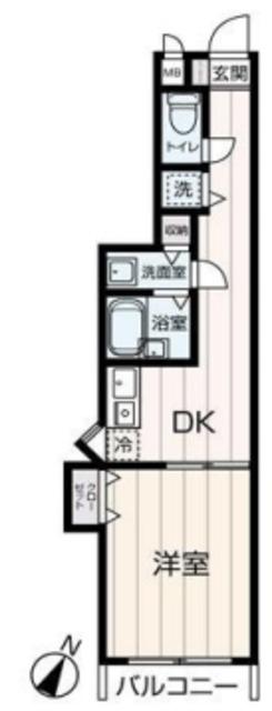 菱和パレス代々木公園(1DK/1階)の間取り写真