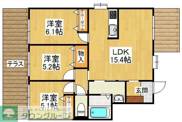 ラーナ竜王(3LDK/1階)の間取り写真
