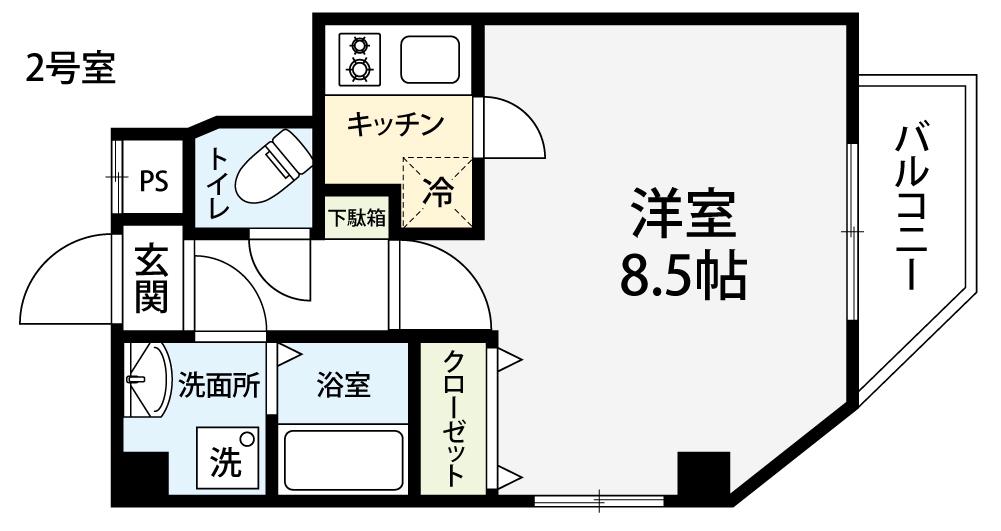 サンライズヴィラ(1K/7階)の間取り写真
