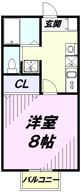 ラミアカーサ狭山(1K/2階)の間取り写真
