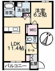 エクシード・ドミール A棟(1LDK/1階)の間取り写真