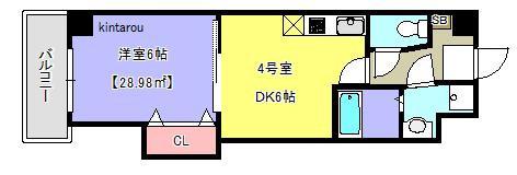 金太郎ヒルズ100(1DK/6階)の間取り写真