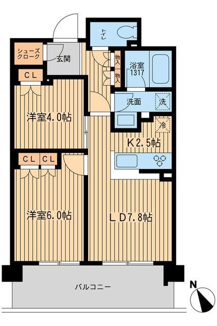 BLESS上池袋(2LDK/4階)の間取り写真