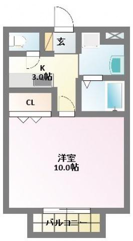 シャルマンA(1K/3階)の間取り写真