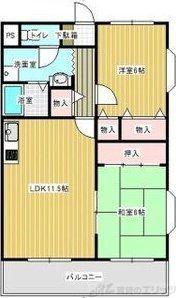センチュリー摂津(2LDK/4階)の間取り写真