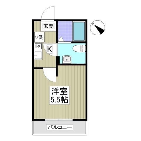 レジデンスウエスト淵野辺(1K/1階)の間取り写真