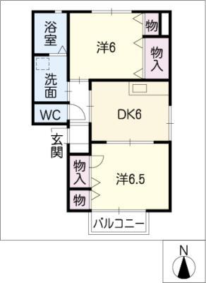 コージィーコート(2DK/1階)の間取り写真