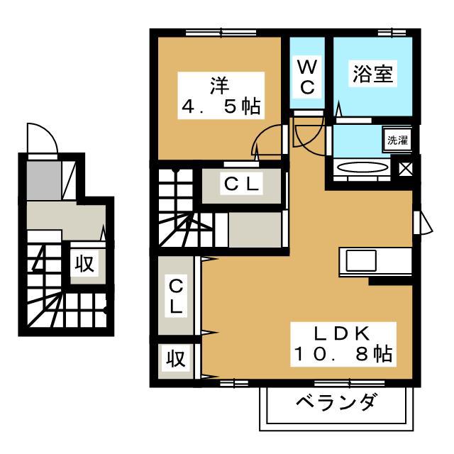 LAULEA(1LDK/2階)の間取り写真