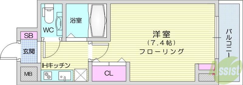 HF愛宕橋レジデンス(1K/3階)の間取り写真