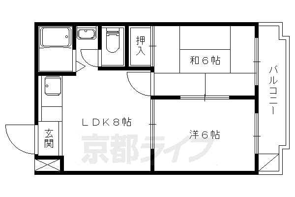 VIP一言寺(2LDK/1階)の間取り写真
