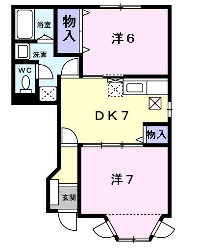 エスポワール(2DK/1階)の間取り写真