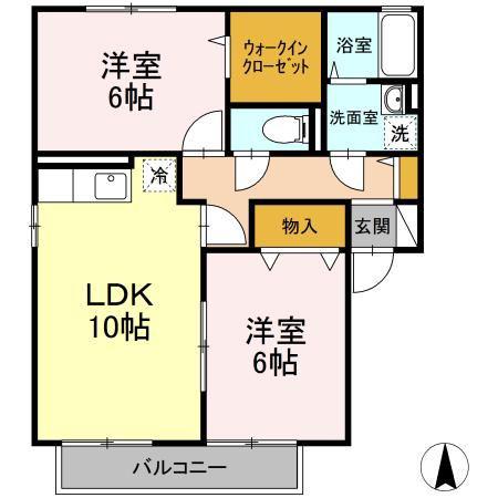ル・パレ I(2LDK/2階)の間取り写真