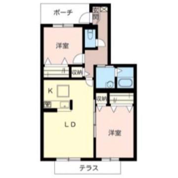 ヴィラ―チェ東山(2LDK/1階)の間取り写真