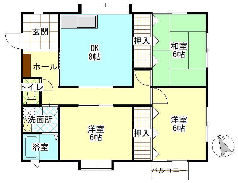 サンステージ亀ヶ崎(3DK/2階)の間取り写真