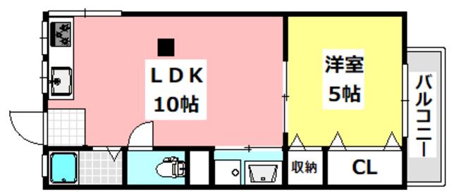 長瀬ハイツ(1LDK/2階)の間取り写真
