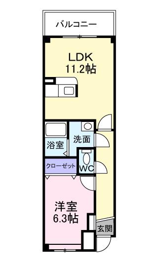 インテックスIII番館(1LDK/3階)の間取り写真