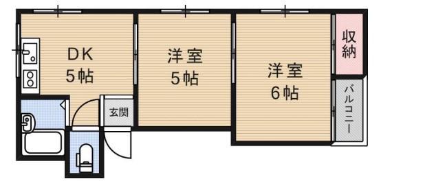 ボヌール香里園(2DK/3階)の間取り写真
