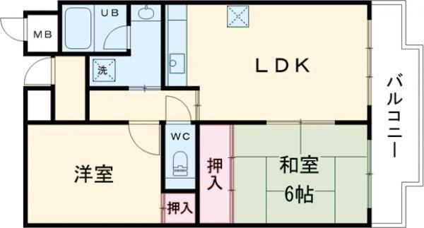 ライオンズマンション泉南樽井第2(2LDK/3階)の間取り写真