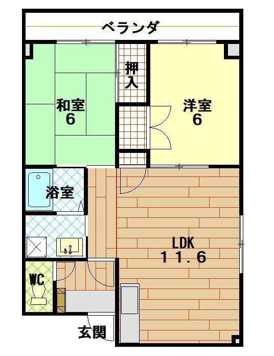 リゾナーレ麻里布(2LDK/4階)の間取り写真