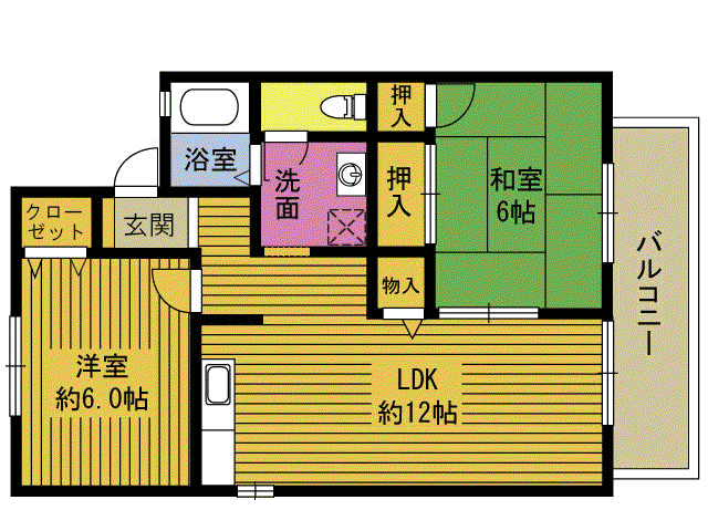 コンフォール新田B(2LDK/2階)の間取り写真