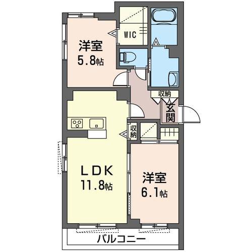 アベニール(2LDK/2階)の間取り写真