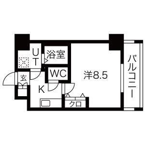 レジデンシア泉(1K/4階)の間取り写真