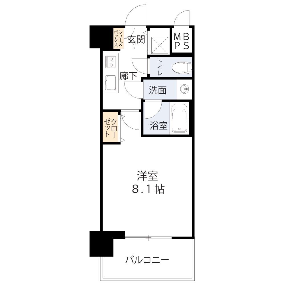 グランカーサ高井田(1K/12階)の間取り写真