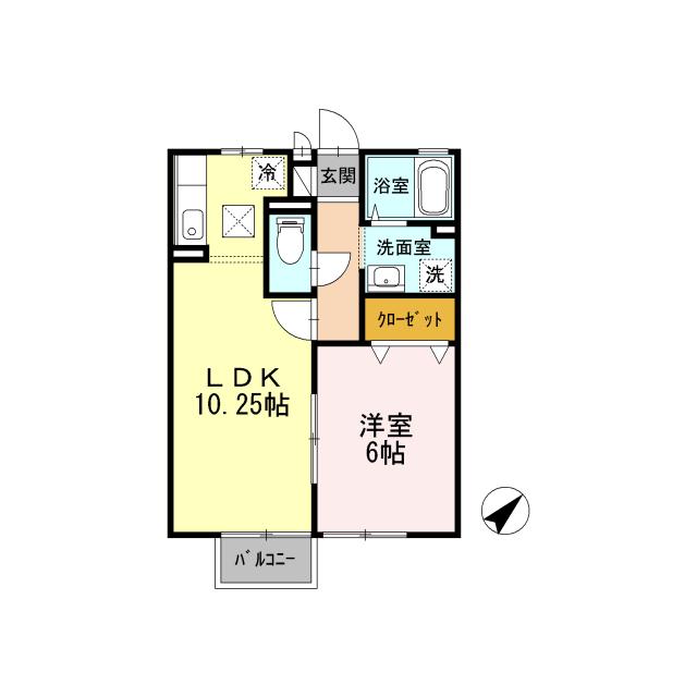 D-ROOMドエルコート里吉B(1LDK/1階)の間取り写真