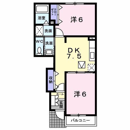 トゥインクルタウンM II(2DK/1階)の間取り写真