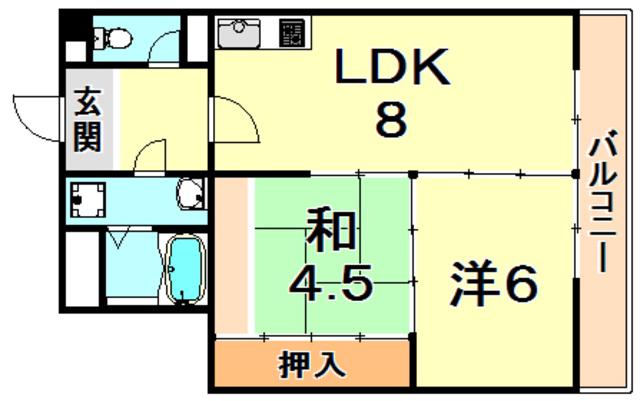 田中ハウス(2LDK/1階)の間取り写真