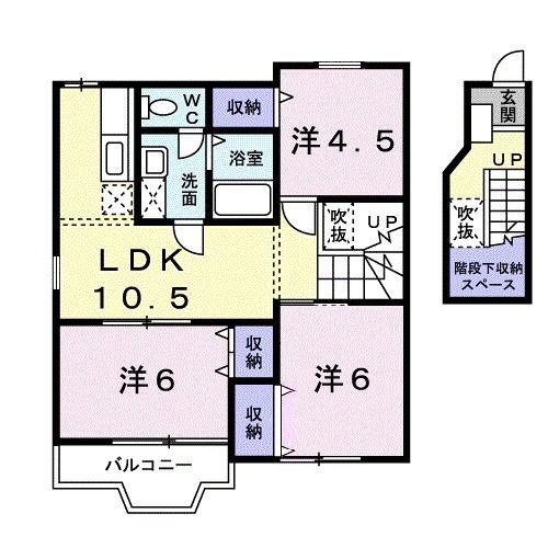 フロイデンス1(3LDK/2階)の間取り写真