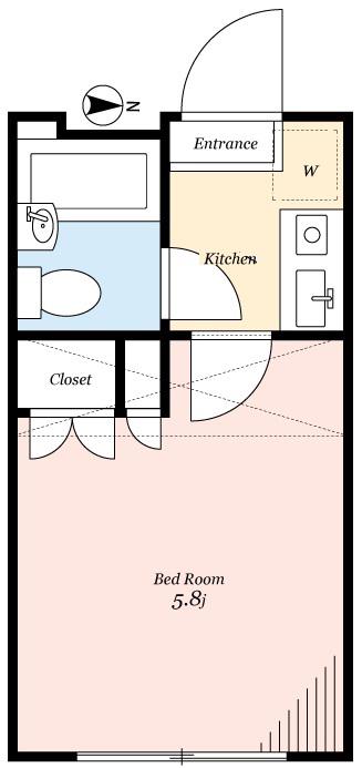 スカイピア元住吉(1K/2階)の間取り写真