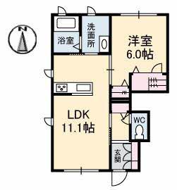 セントヴィレッジ(1LDK/1階)の間取り写真