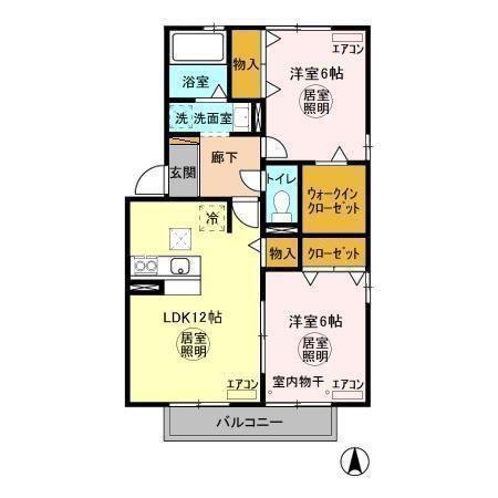 ROYALGARDENCASAHARA(2LDK/1階)の間取り写真