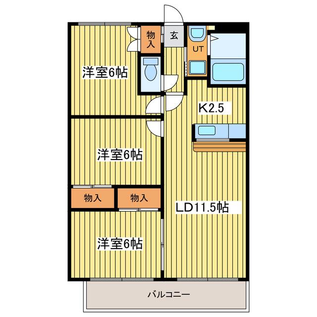 元町ガーデン(3LDK/6階)の間取り写真