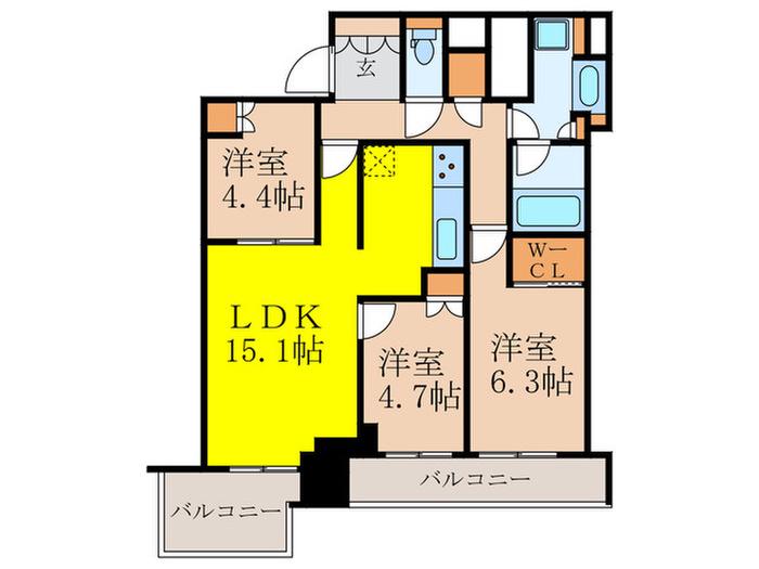 シエリアタワー千里中央(3LDK/6階)の間取り写真
