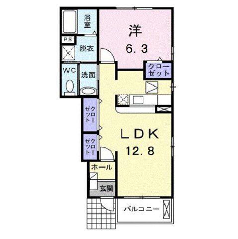 グレイスフルケイプB(1LDK/1階)の間取り写真