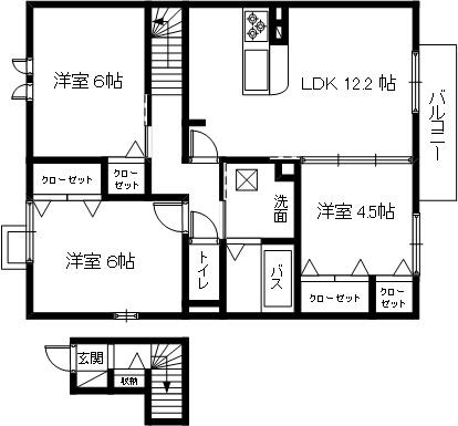 フローリッシュ瀬田(3LDK/2階)の間取り写真