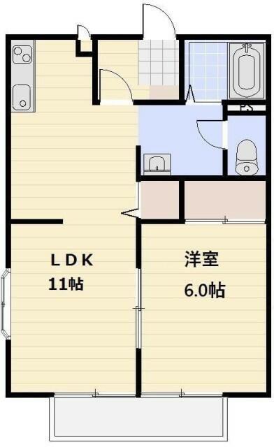 サンクレスト D棟(1LDK/2階)の間取り写真