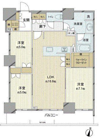 グランクロスタワー広島(3LDK/40階)の間取り写真