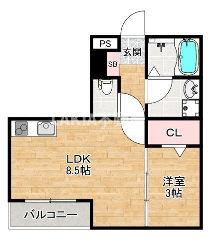 メゾン ド アール(1LDK/1階)の間取り写真