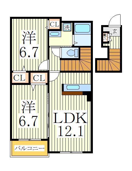 スオ・プレッソ(2LDK/2階)の間取り写真