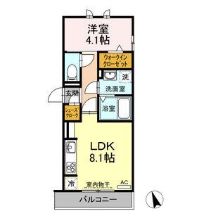 D-ROOMビーチルック(1LDK/2階)の間取り写真