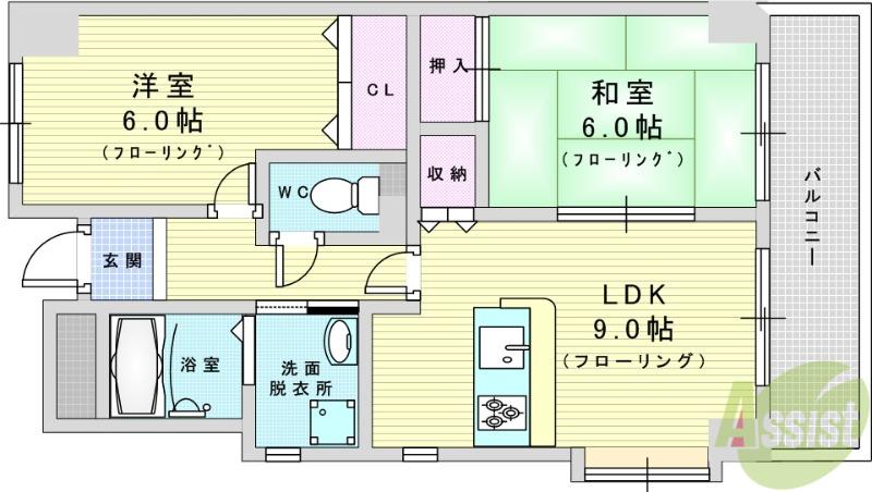 ドムール三国2番館(2LDK/5階)の間取り写真