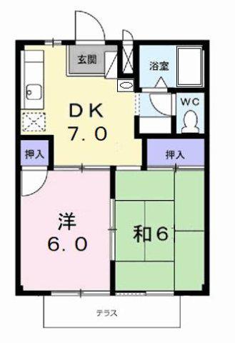コーポミッシェル(2DK/1階)の間取り写真
