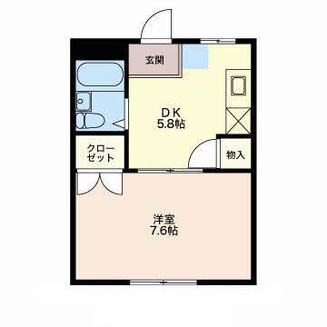 尾崎善ハイツ(1DK/1階)の間取り写真