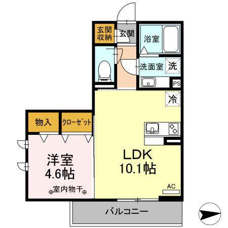 ニュー ヴィレッジ(1LDK/3階)の間取り写真