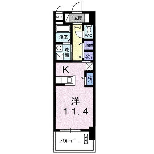 グラン フレール(ワンルーム/2階)の間取り写真